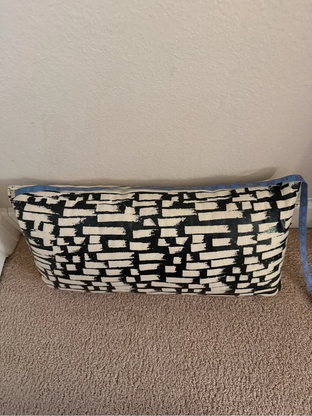 Black and Cream Patterned Lumbar Accent Pillow
